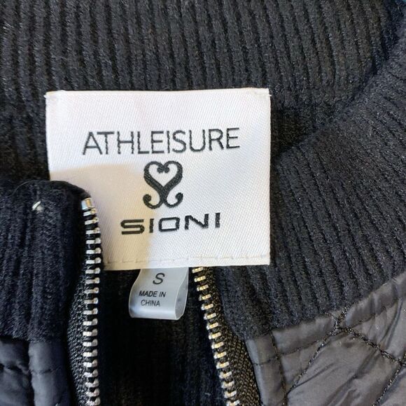 Athleisure Sioni (S) Vest - Black Knit Criss Cross Stitching Winter Chic Zip Up - Picture 4 of 6